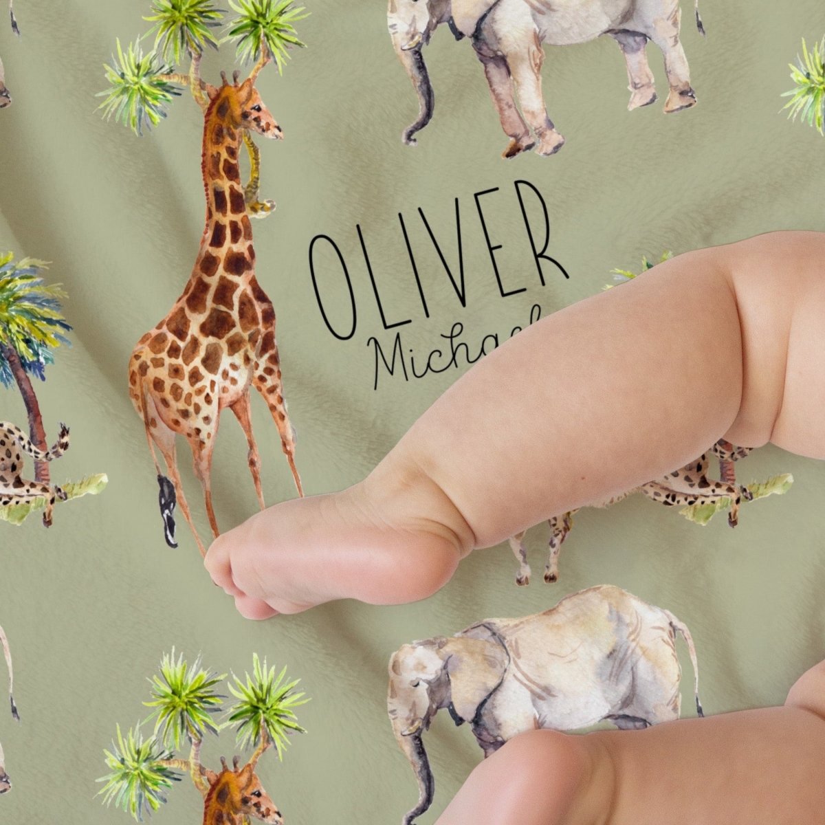 On Safari Personalized Baby Blanket - Minky Blanket