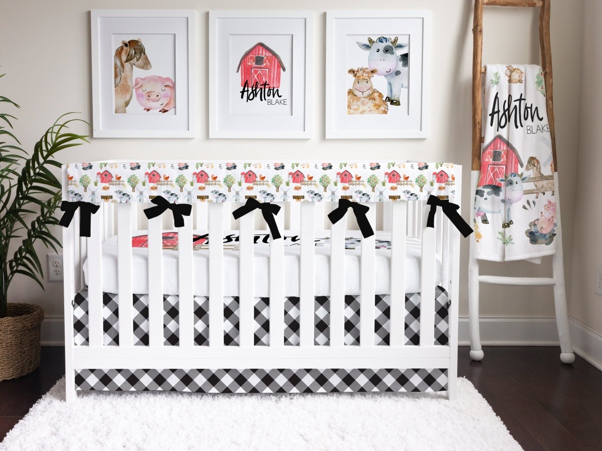 On the Farm Gingham Plaid Crib Skirt - gender_boy, gender_neutral, On the Farm