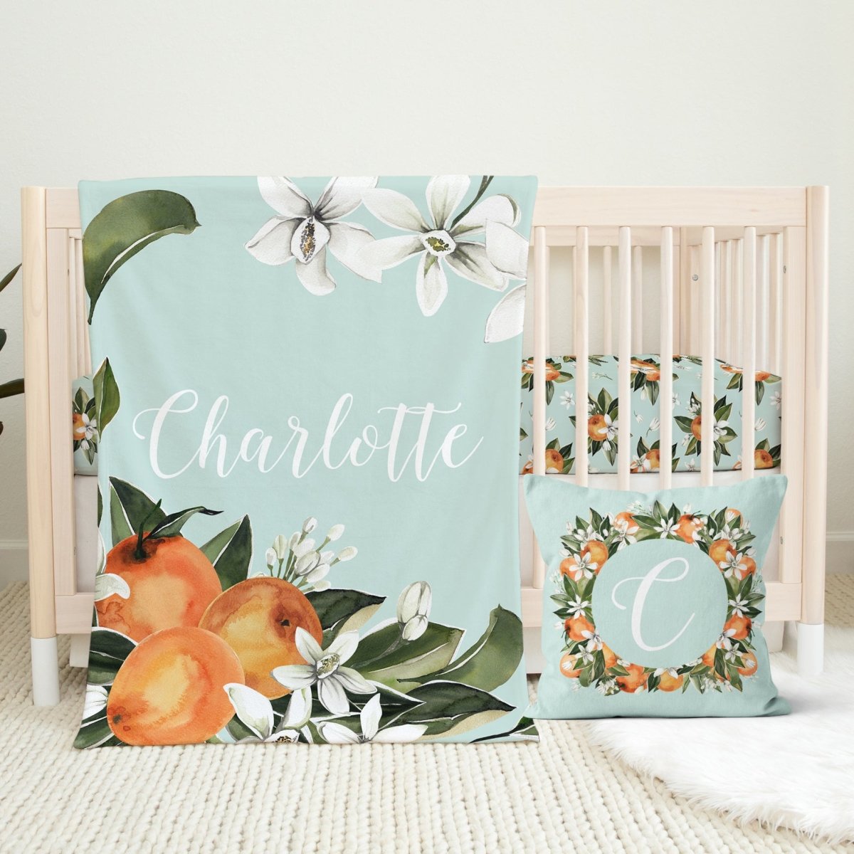 Orange Blossom Personalized Minky Blanket - gender_girl, Orange Blossom, Personalized_Yes