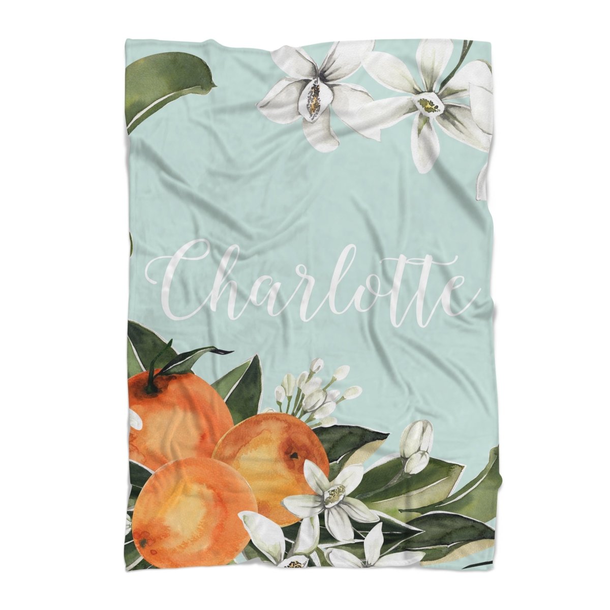 Orange Blossom Personalized Minky Blanket - gender_girl, Orange Blossom, Personalized_Yes