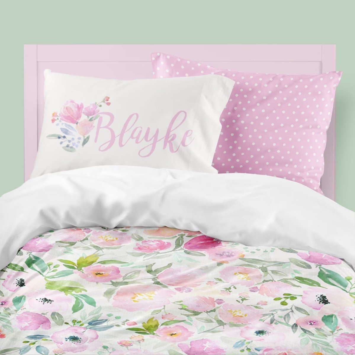 Pastel Floral Kids Bedding Set (Comforter or Duvet Cover) - gender_girl, text, Theme_Floral