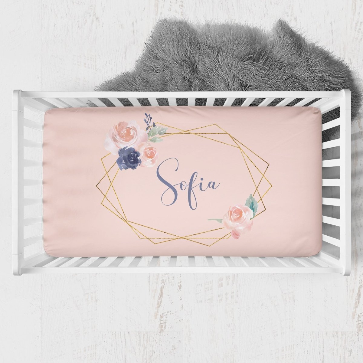 Peach & Navy Floral Nursery Collection - gender_girl, Peach & Navy Floral, text