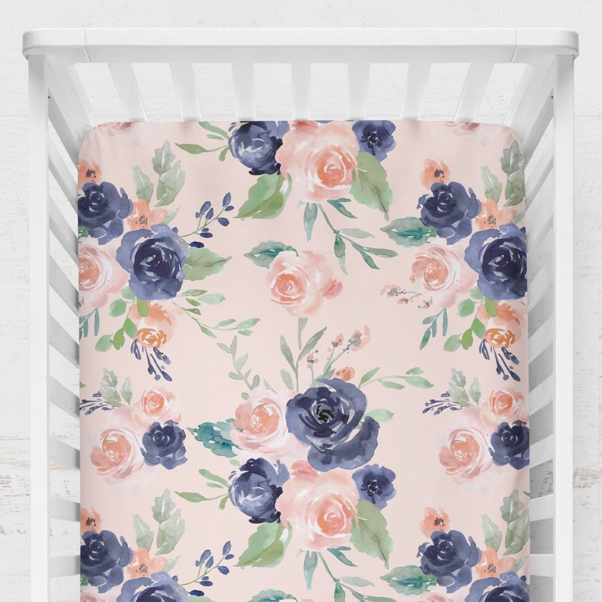Peach & Navy Floral Nursery Collection - gender_girl, Peach & Navy Floral, text