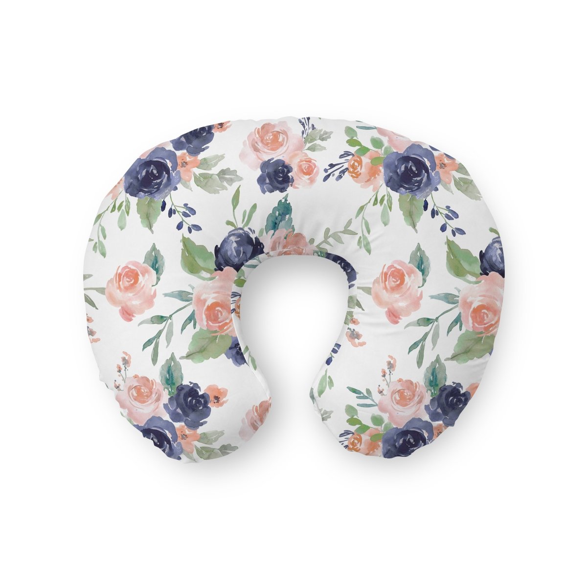 Peach & Navy Floral Nursing Pillow Cover - gender_girl, Peach & Navy Floral, Theme_Floral