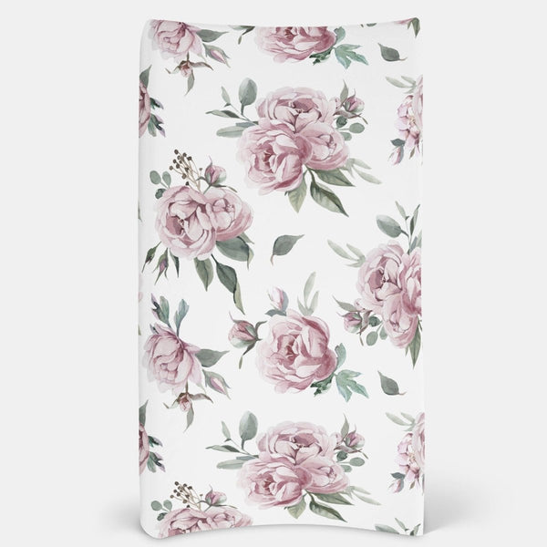 Peony Floral Changing Pad Cover - Floral Elephant, gender_girl, Theme_Floral