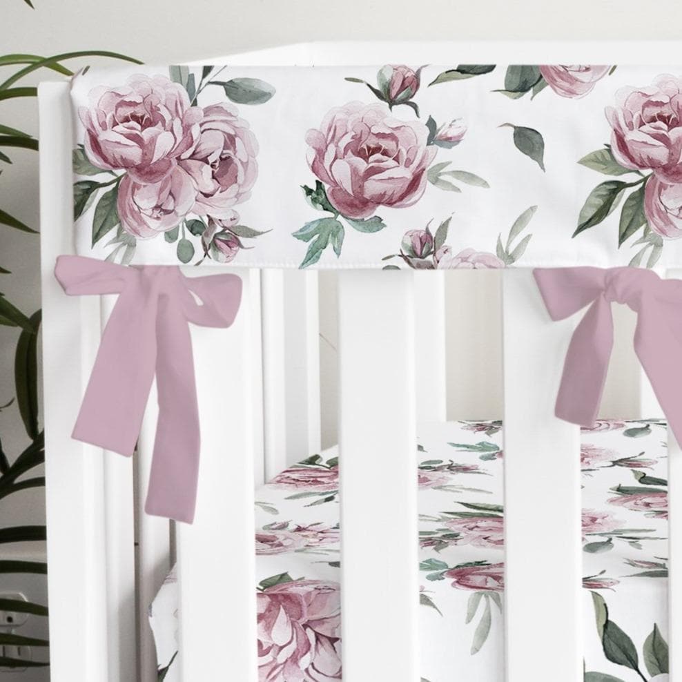 Peony Floral Crib Rail Guards - Floral Elephant, gender_girl, Theme_Floral