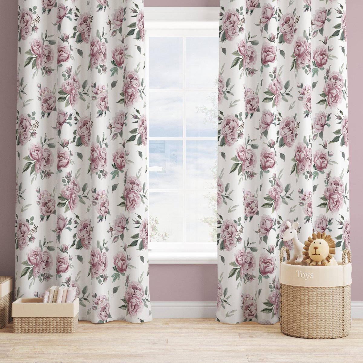 Peony Floral Curtain Panel - Floral Elephant, gender_girl, Theme_Floral