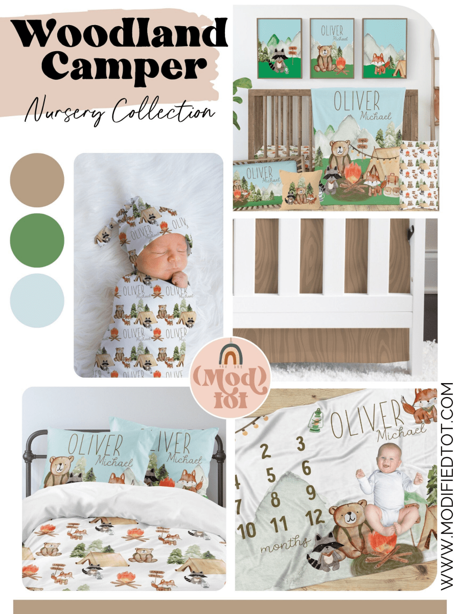 Personalized Baby Blanket, Woodland Baby Boy Gift, Camping Nursery Decor, Baby Shower Gift, Kid Blanket, Bear, Fox, Minky, Fleece, Sherpa - 2034, baby blanket, baby boy gift