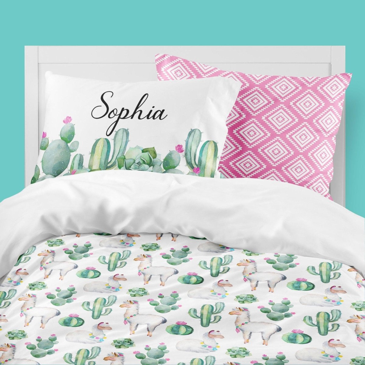 Llama Love Personalized Kids Bedding Set (Comforter or Duvet Cover) - gender_girl, Llama Love, text