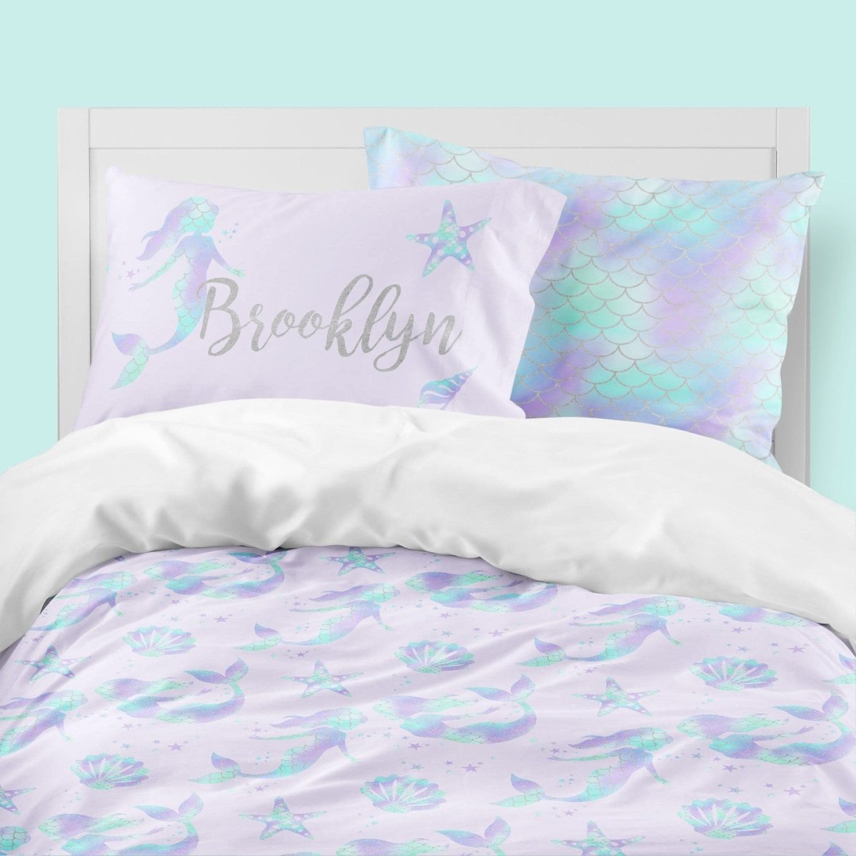 Personalized Mermaid Love Kids Bedding Set (Comforter or Duvet Cover) - gender_girl, Mermaid Love, text