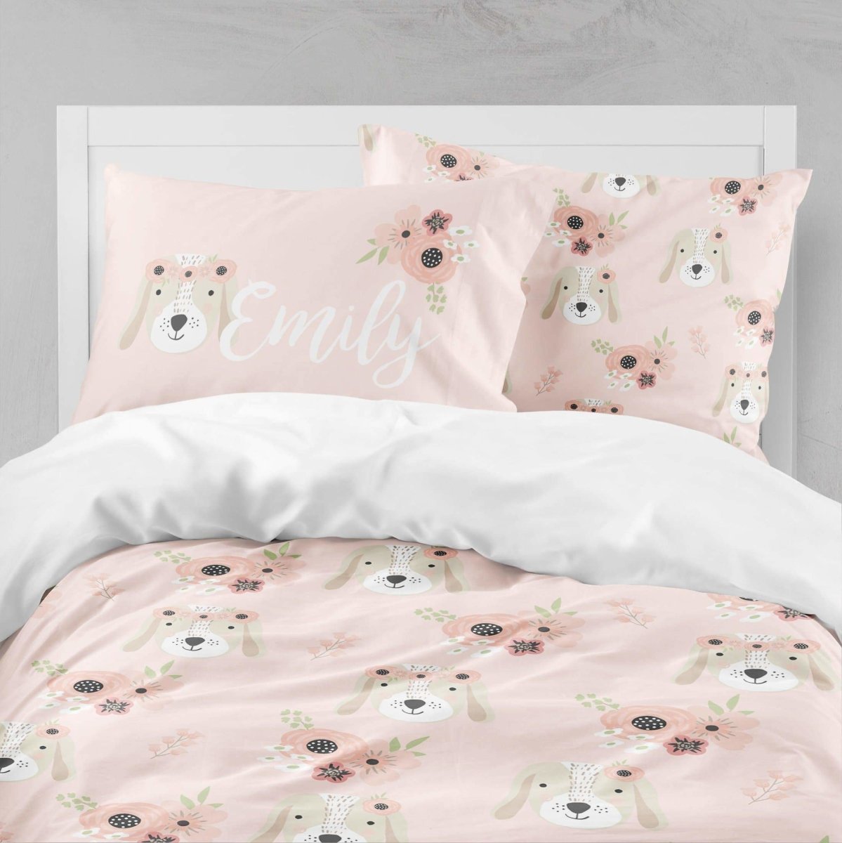 Personalized Puppy Kids Bedding Set (Comforter or Duvet Cover) - text, ,