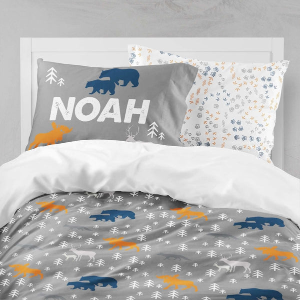 Personalized Woodland Kids Bedding Set (Comforter or Duvet Cover) - text, ,