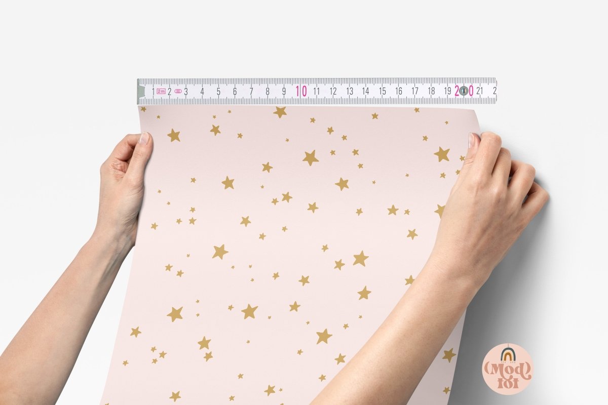 Pink & Gold Stars Peel & Stick Wallpaper - , ,