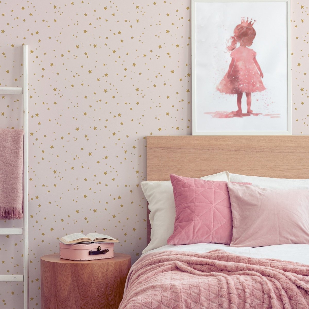 Pink & Gold Stars Peel & Stick Wallpaper - , ,