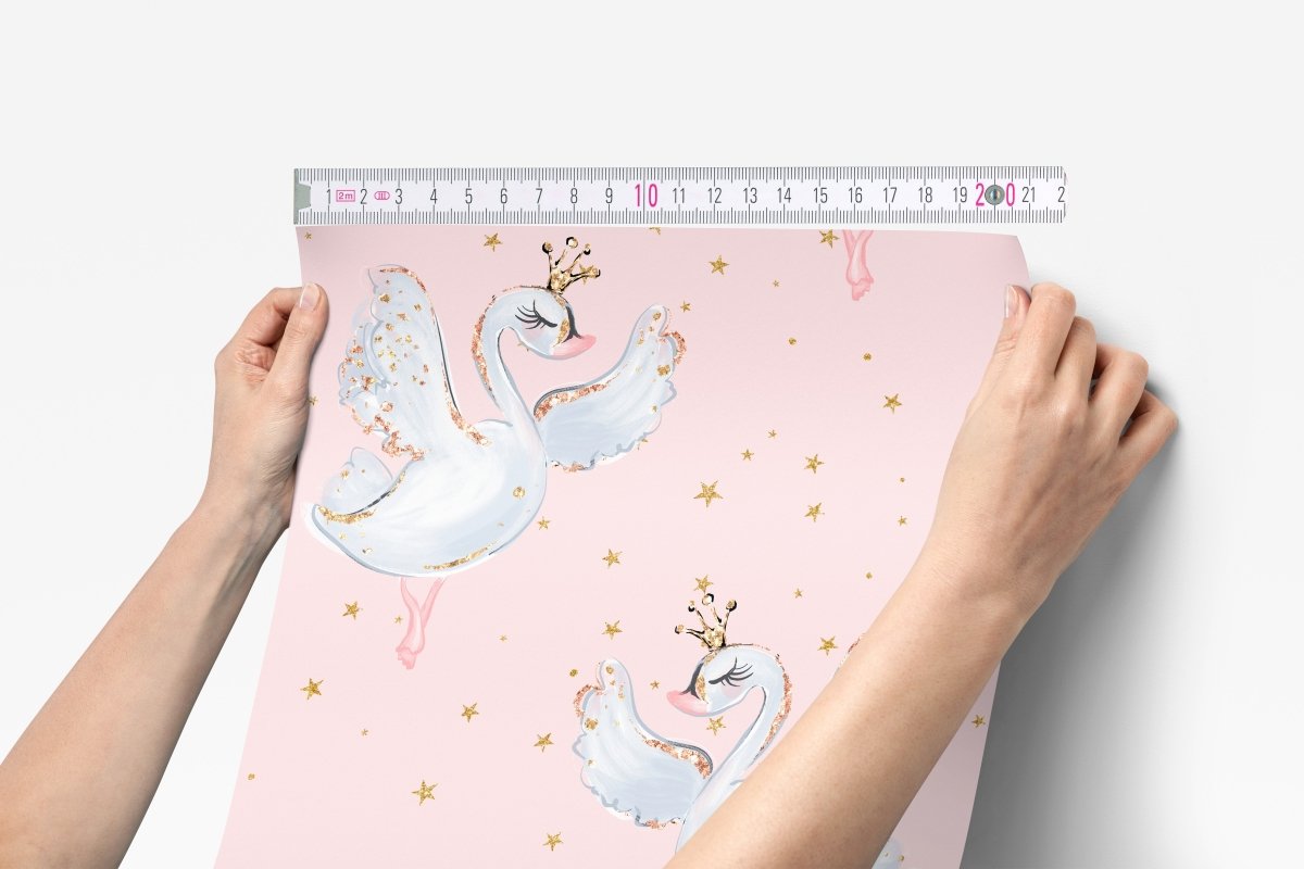 Pink & Gold Swan Peel & Stick Wallpaper - gender_girl, ,