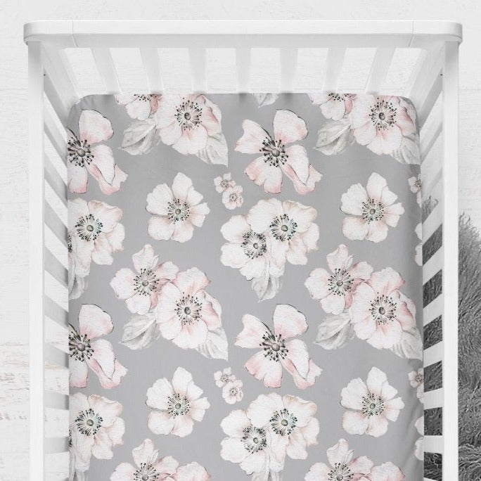 Pink Hibiscus Crib Sheet - gender_girl, Theme_Floral, Theme_Jungle