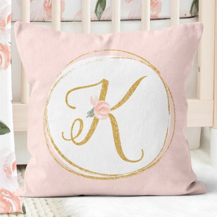 Pink Personalized Throw Pillow - gender_girl, text, Theme_Floral