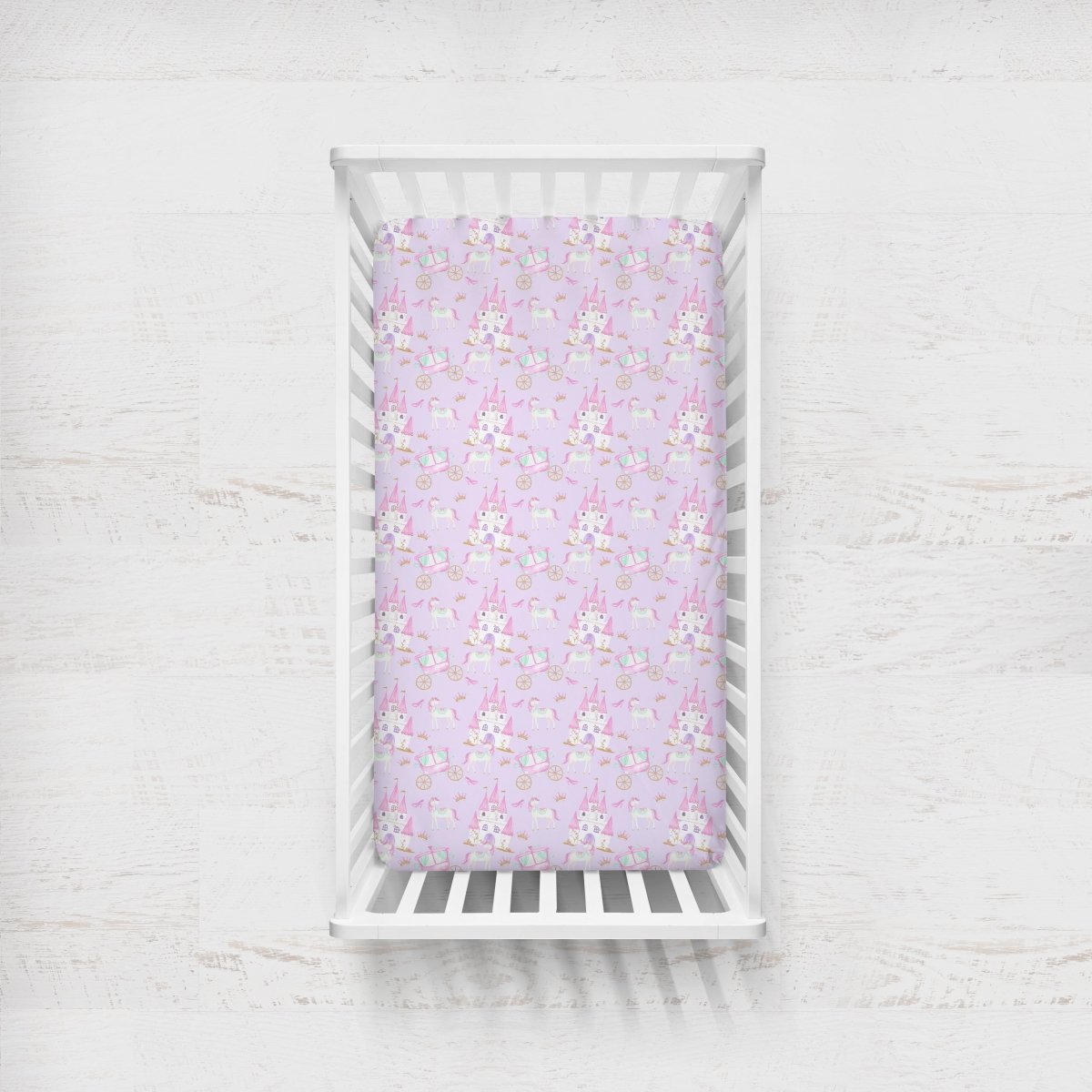 Pink Princess Confetti Rail Guard Crib Bedding - gender_girl, Pink Princess, text