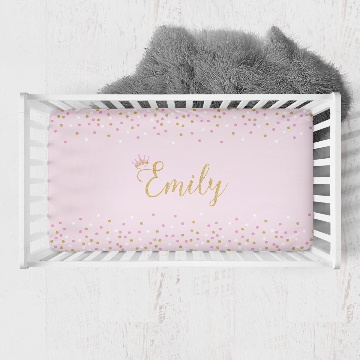 Pink Princess Personalized Crib Sheet - gender_girl, Personalized_Yes, text