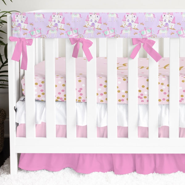 Pink Princess Rail Guard Crib Bedding - gender_girl, Pink Princess, text