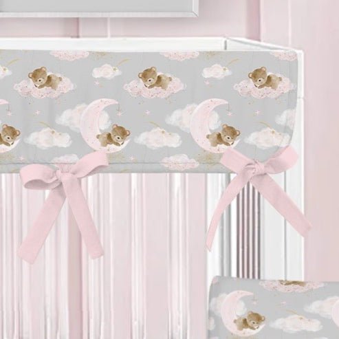 Pink Teddy Bear Crib Rail Guards - gender_girl, Pink Teddy Bear,