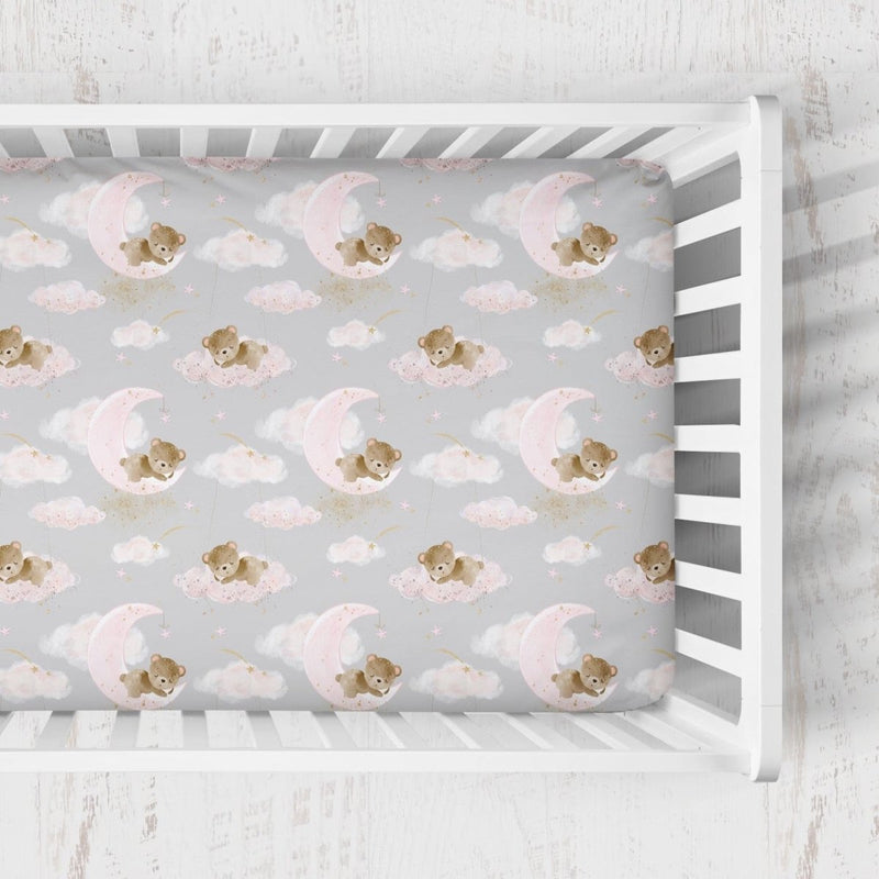 Pink Teddy Bear Crib Sheet - gender_girl, ,