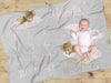Pink Teddy Bear Milestone Minky Blanket - gender_girl, Pink Teddy Bear, text