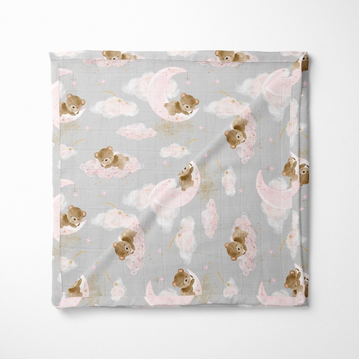 Pink Teddy Bear Muslin Blanket - gender_girl, Pink Teddy Bear,