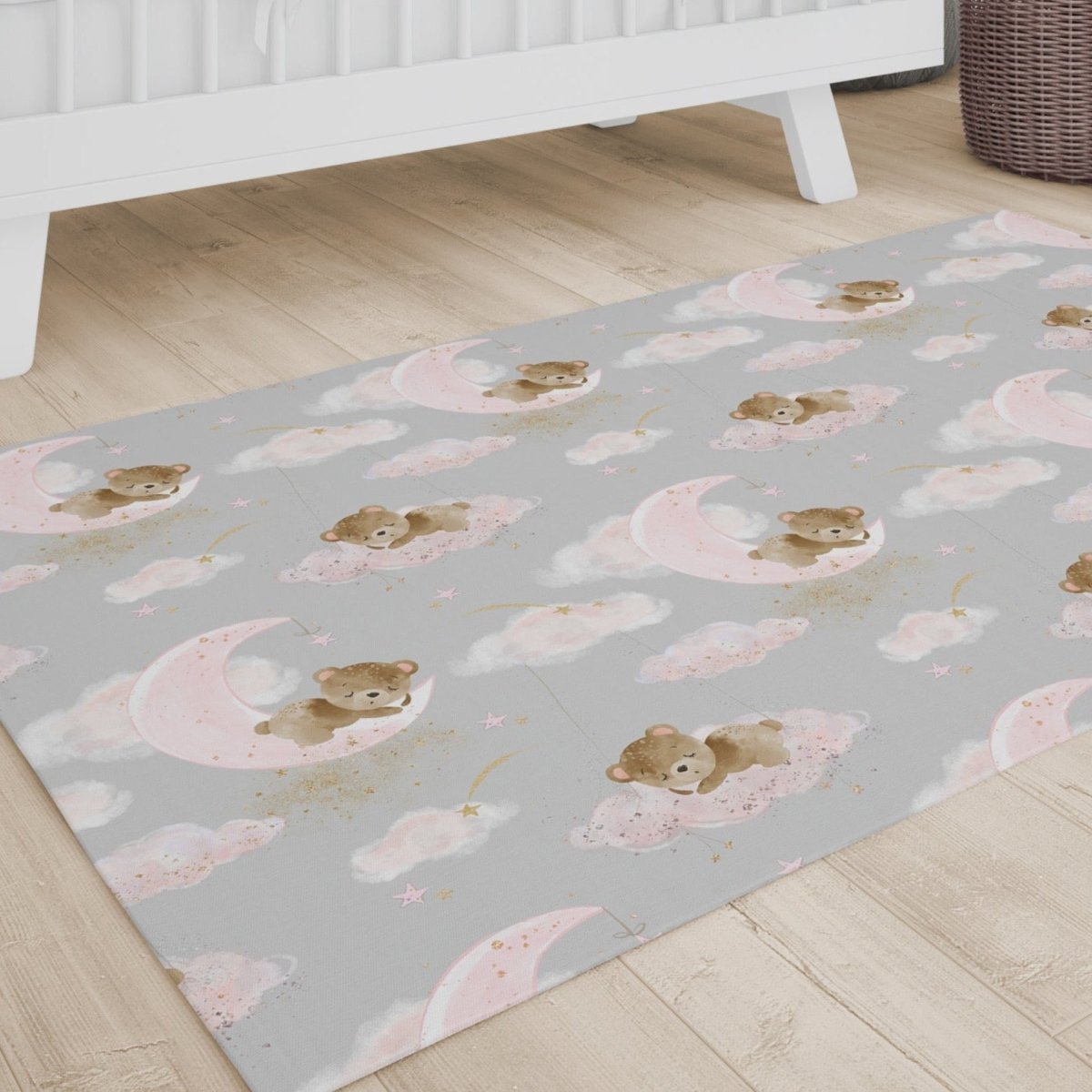 Pink Teddy Bear Nursery Rug