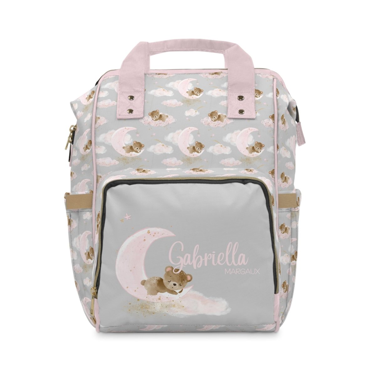 Pink Teddy Bear Personalized Backpack Diaper Bag - gender_girl, Pink Teddy Bear, text