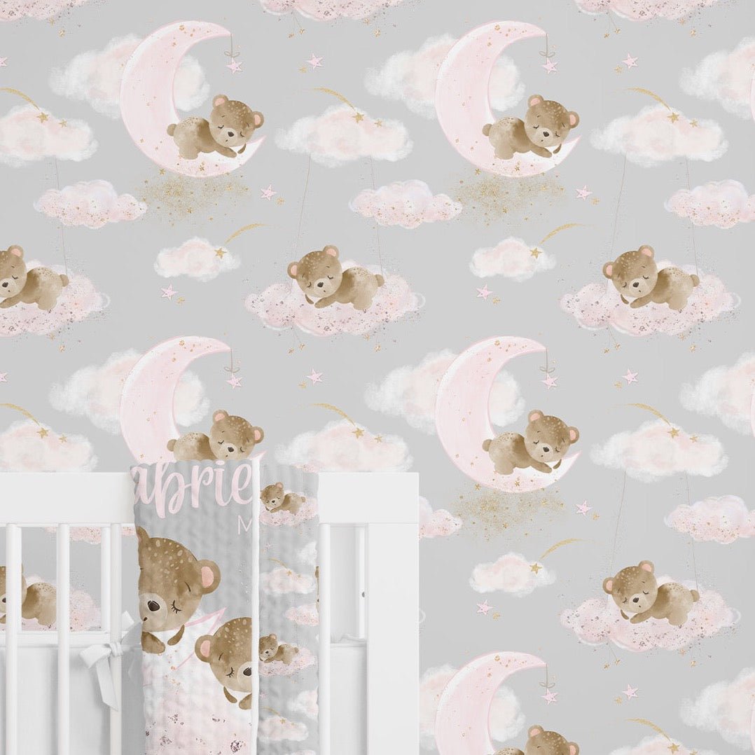 Pink Teddy Bear Peel & Stick Wallpaper - gender_girl, Pink Teddy Bear,
