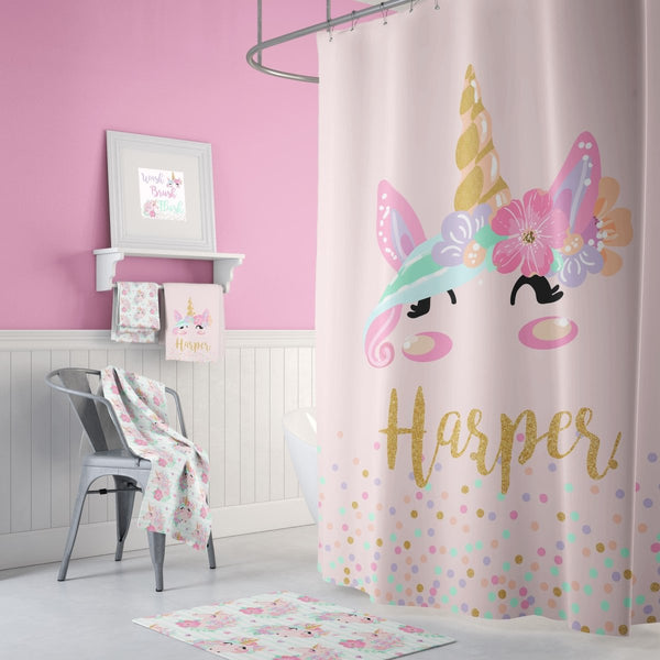 Pink Unicorn Bathroom Collection - text, Unicorn Dreams,