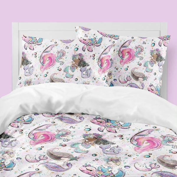Playful Mermaids Kids Bedding Set (Comforter or Duvet Cover) - gender_girl, text, Theme_Ocean