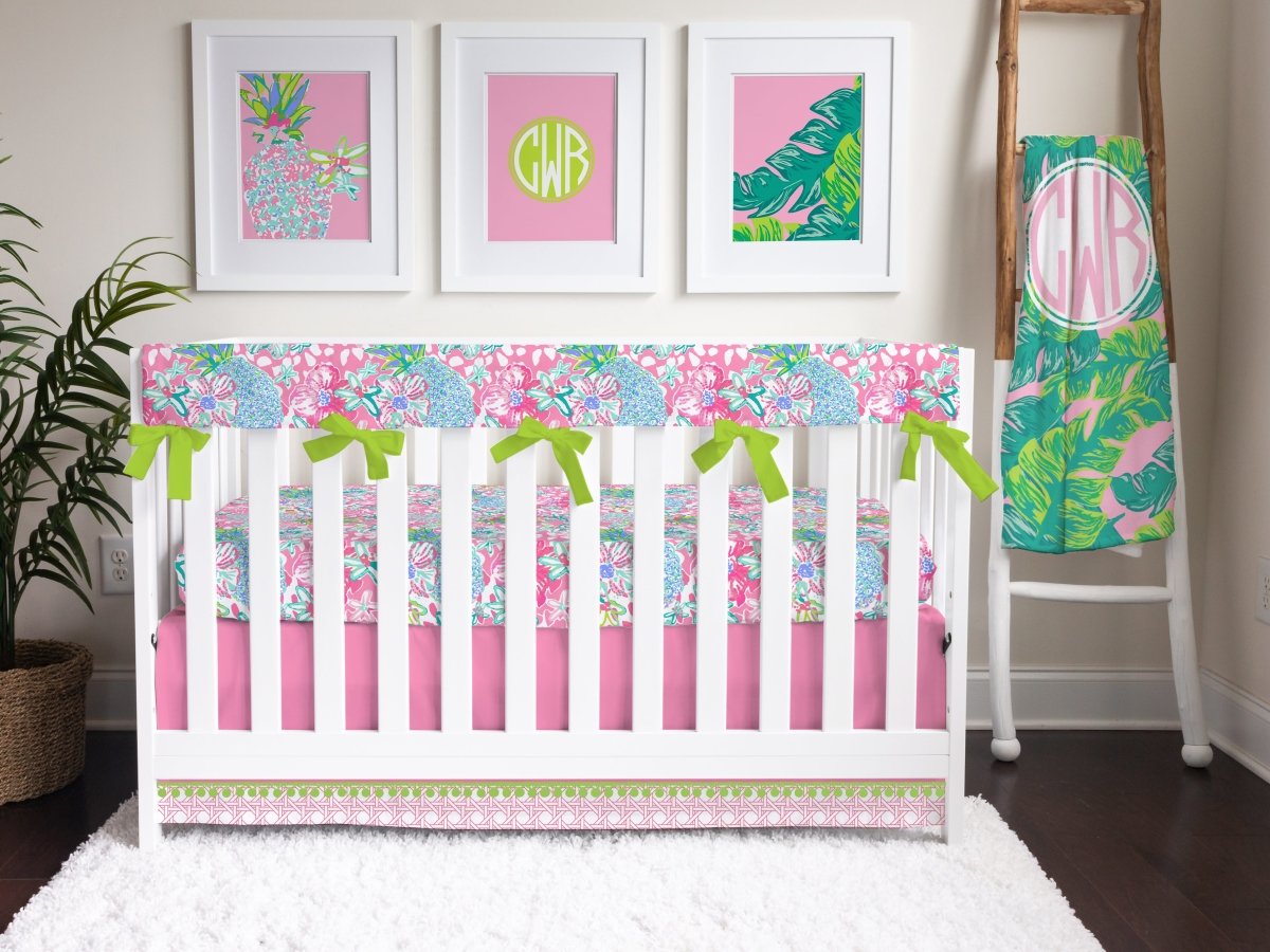 Preppy Summer Crib Rail Guards - gender_girl, Preppy Summer, Theme_Tropical