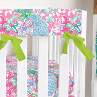 Preppy Summer Crib Rail Guards - gender_girl, Preppy Summer, Theme_Tropical