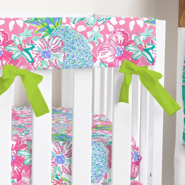 Preppy Summer Crib Rail Guards - gender_girl, Preppy Summer, Theme_Tropical