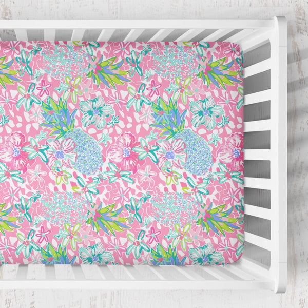 Preppy Summer Crib Sheet - gender_girl, Theme_Tropical,