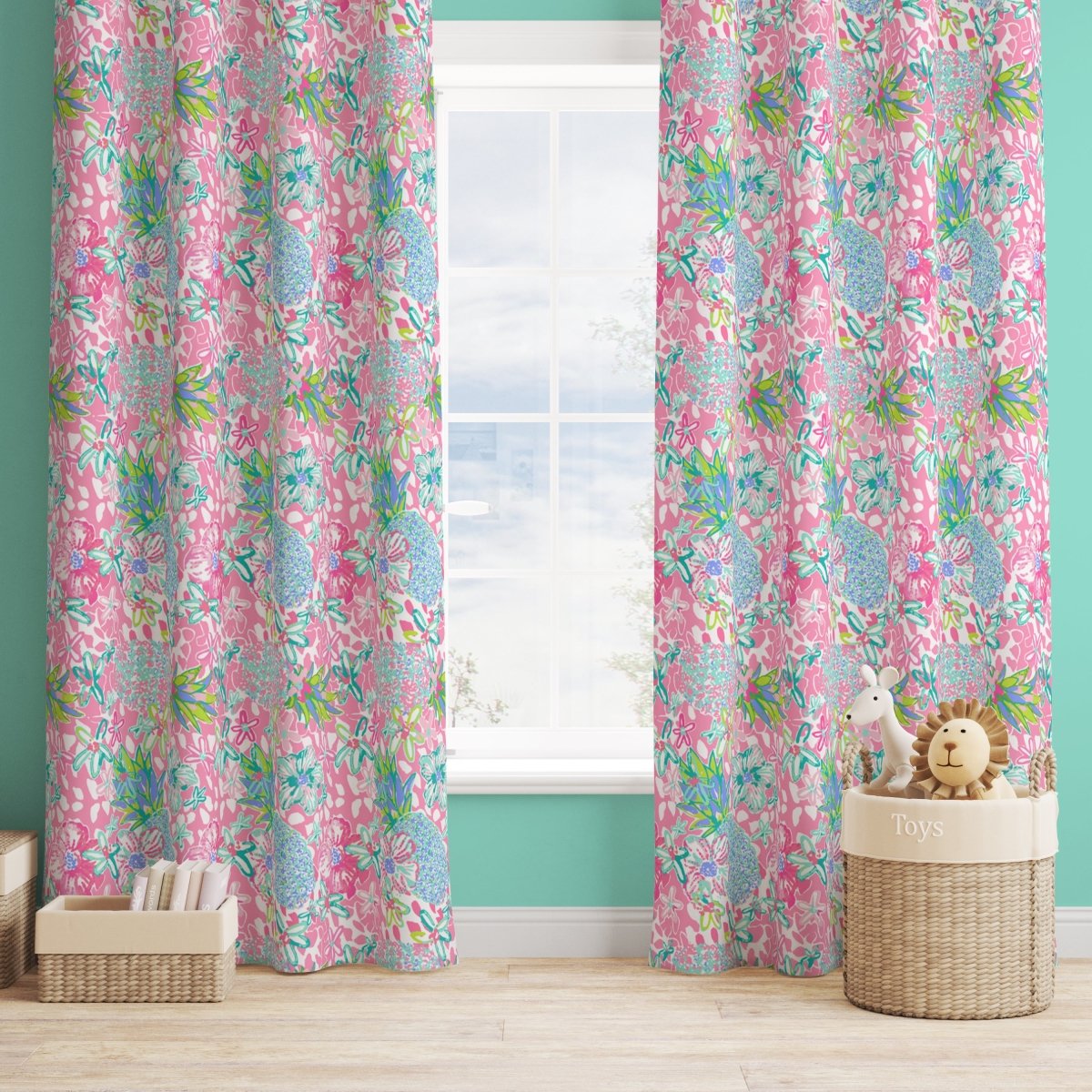 Preppy Summer Curtain Panel - gender_girl, Preppy Summer, Theme_Tropical