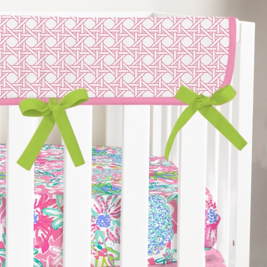 Preppy Summer Lattice Crib Rail Guards - gender_girl, Preppy Summer, Theme_Tropical