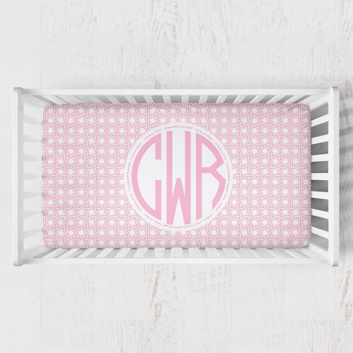 Preppy Summer Monogrammed Crib Sheet - gender_girl, Personalized_Yes, text