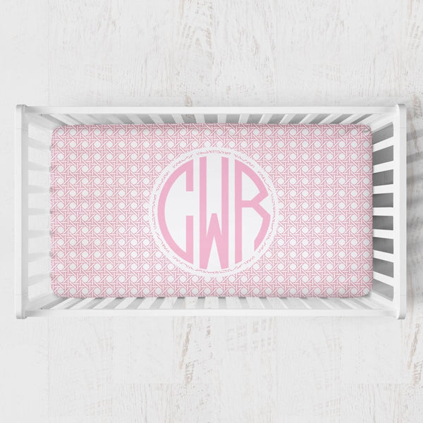 Preppy Summer Monogrammed Crib Sheet - gender_girl, Personalized_Yes, text