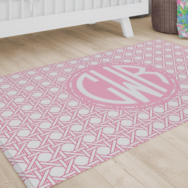 Preppy Summer Monogrammed Nursery Rug - gender_girl, Preppy Summer, text