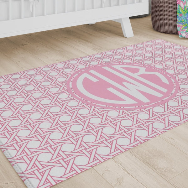 Preppy Summer Monogrammed Nursery Rug - gender_girl, Preppy Summer, text