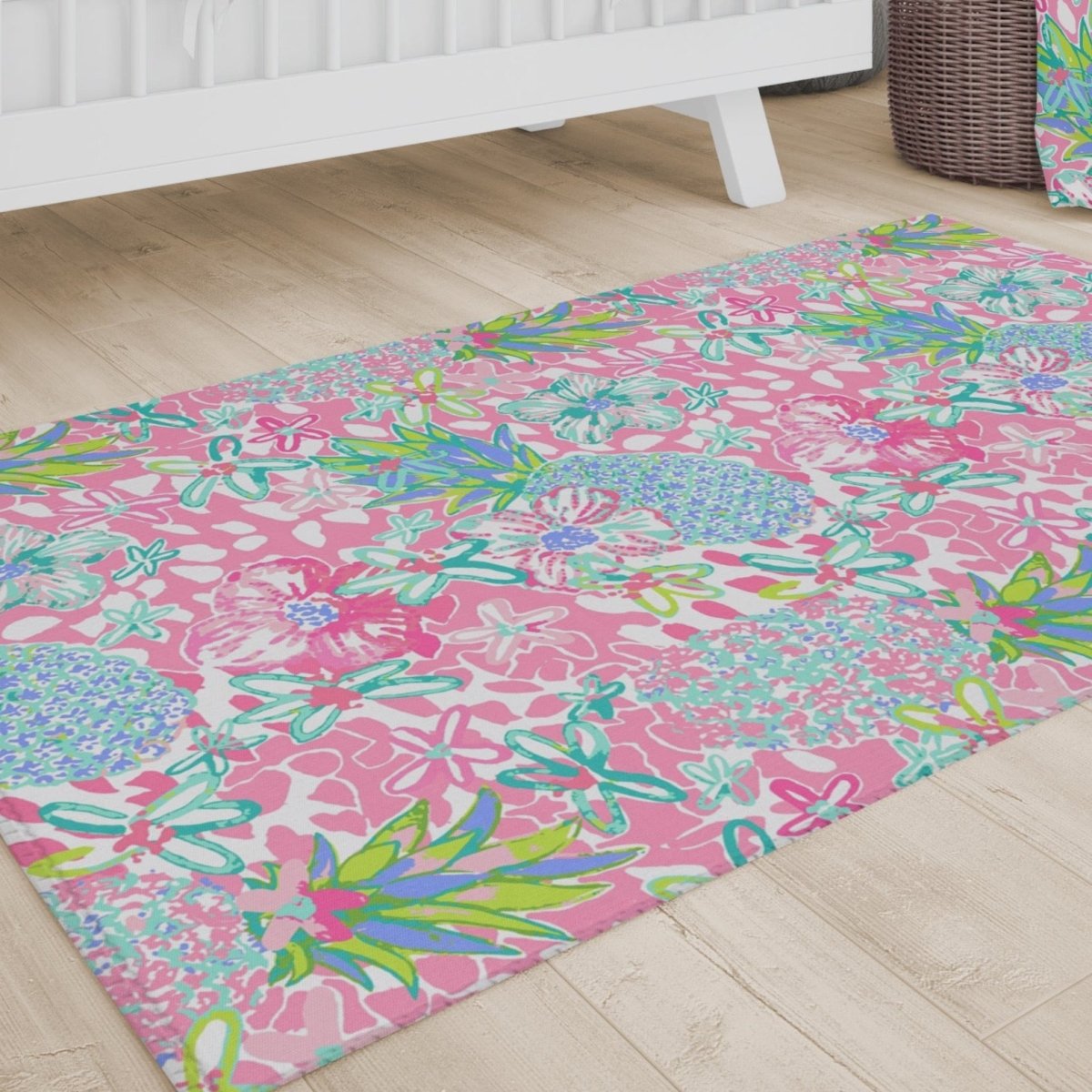 Preppy Summer Nursery Rug - gender_girl, Preppy Summer, Theme_Tropical