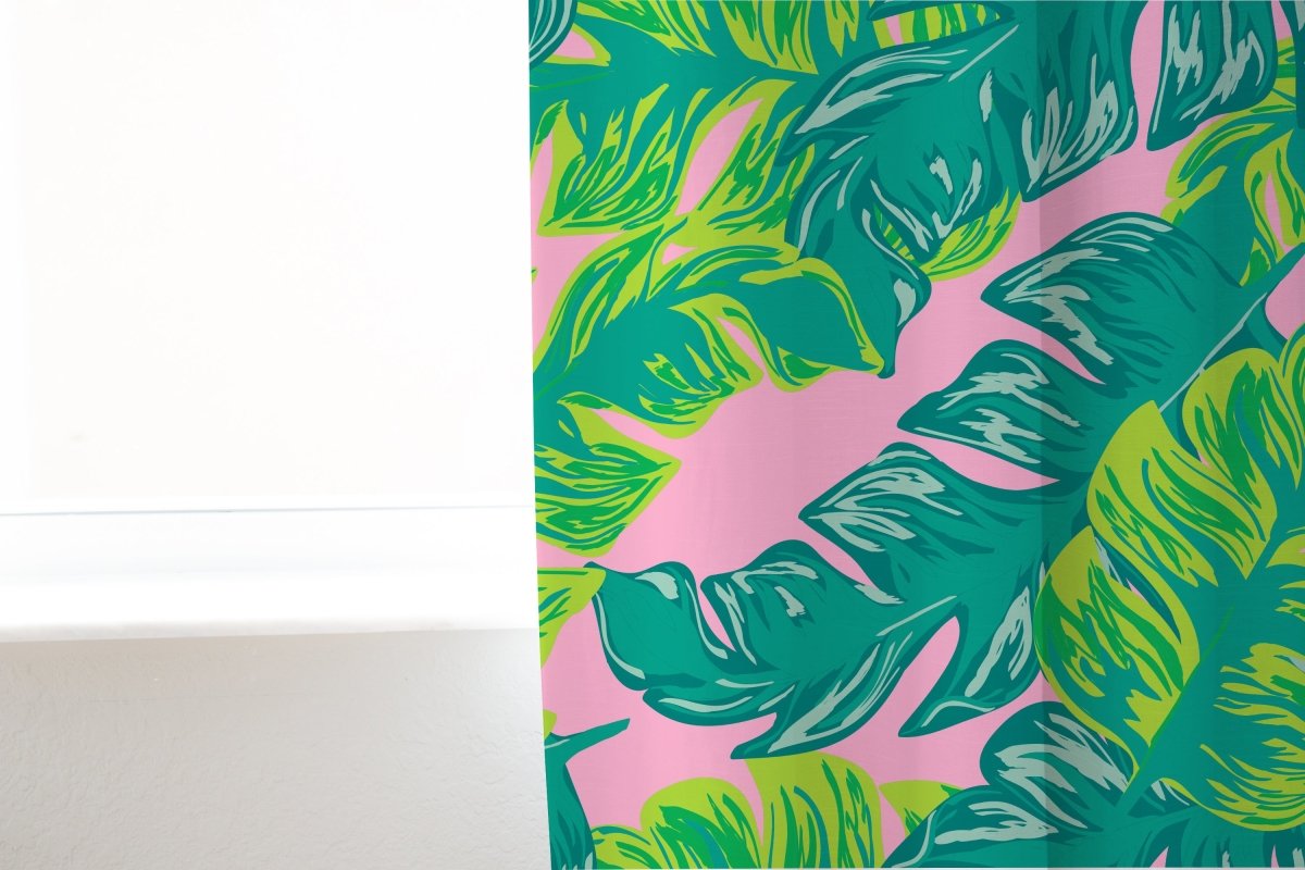 Preppy Summer Palm Curtain Panel - gender_girl, Preppy Summer, Theme_Tropical