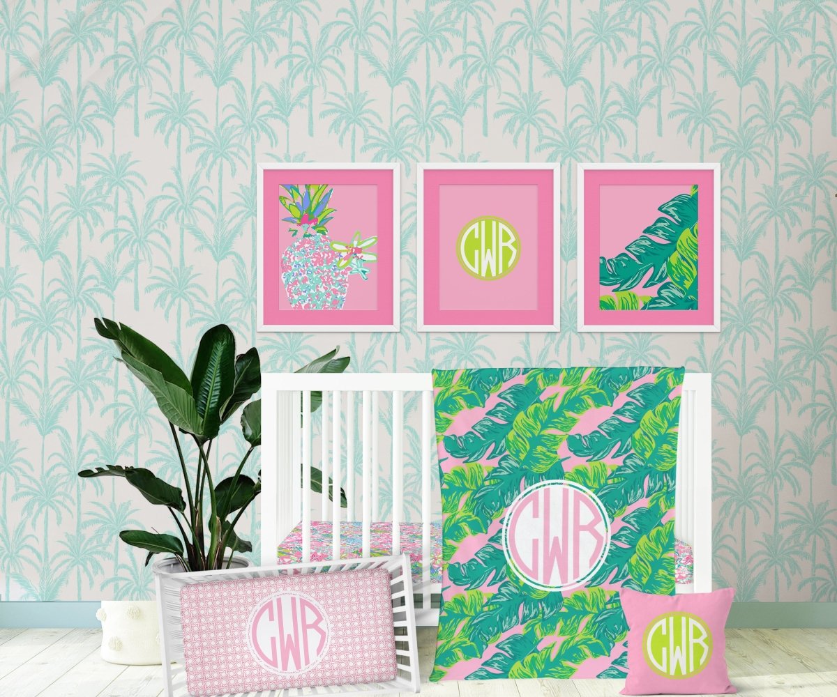 Preppy Summer Palm Trees Peel & Stick Wallpaper - gender_girl, Preppy Summer, Theme_Tropical
