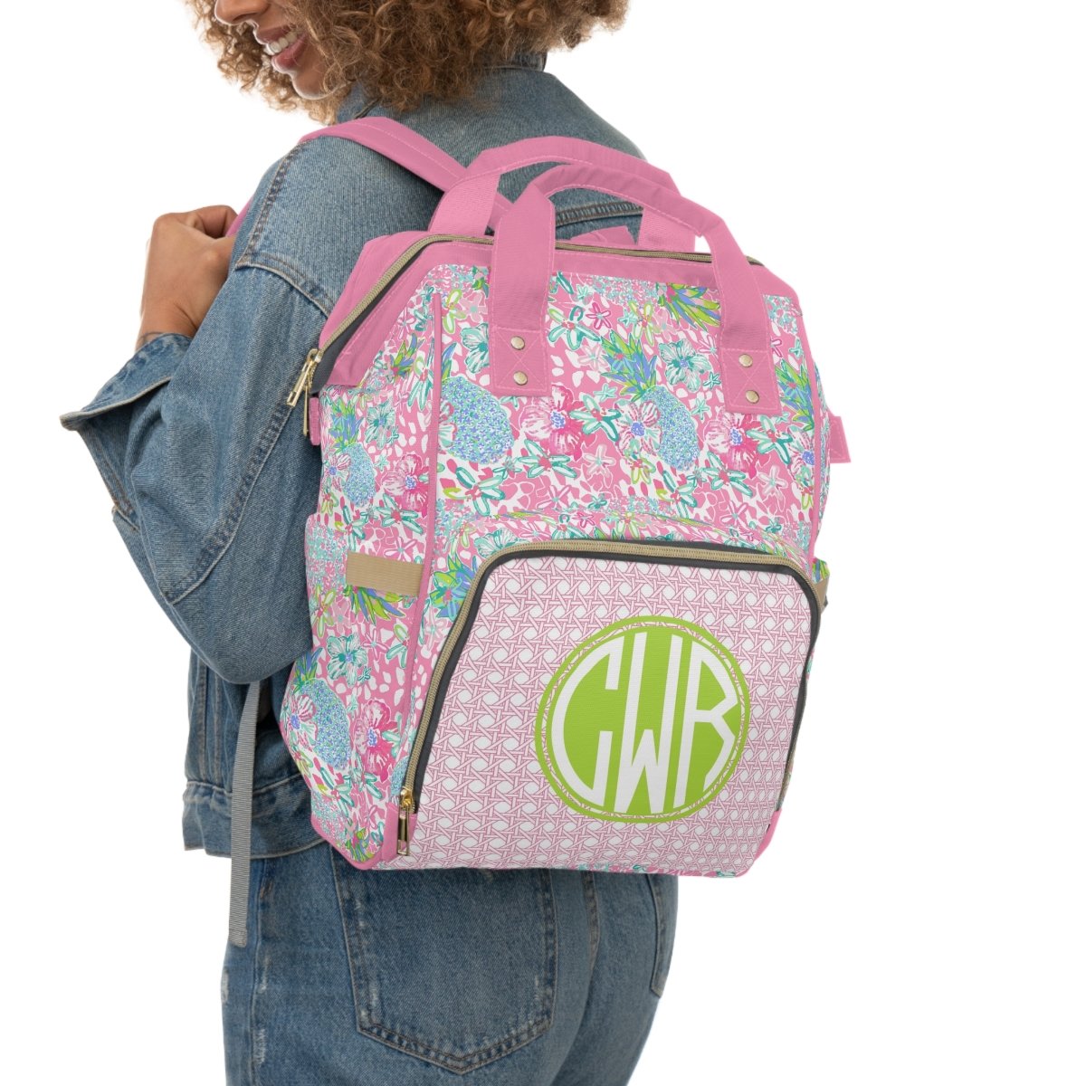 Preppy Summer Personalized Backpack Diaper Bag - gender_girl, Preppy Summer, text