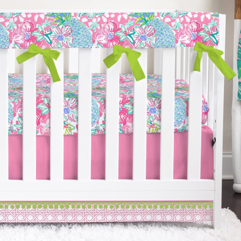 Preppy Summer Pom Pom Crib Bedding - gender_girl, Preppy Summer, text