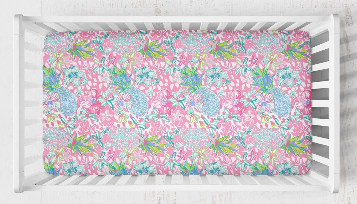 Preppy Summer Ruffled Crib Bedding - gender_girl, Preppy Summer, text