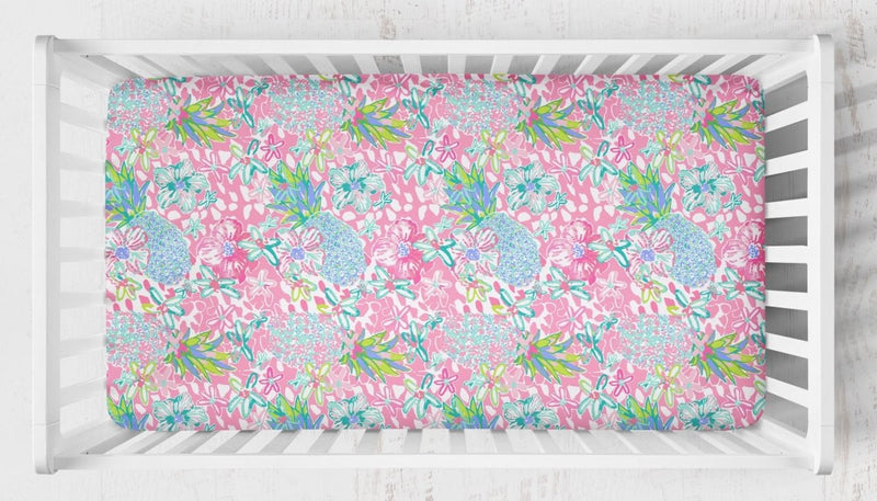 Preppy Summer Ruffled Crib Bedding - gender_girl, Preppy Summer, text